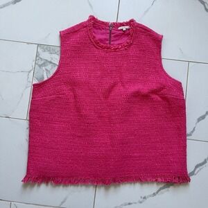 Frances Valentine tweed sleeveless top hot pink size 1X